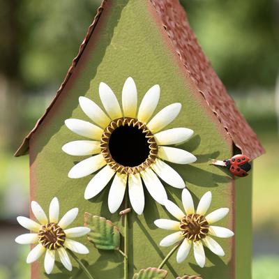 Show full view: Glitzhome Metal Daisy Decorative Garden Birdhouse with Stake slide 6 of 9