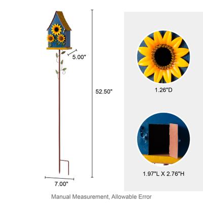 Show full view: Glitzhome Metal Sunflower Decorative Garden Birdhouse with Stake slide 2 of 9