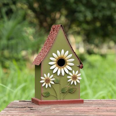 Show full view: Glitzhome Metal Daisy Decorative Garden Birdhouse with Stake slide 5 of 9
