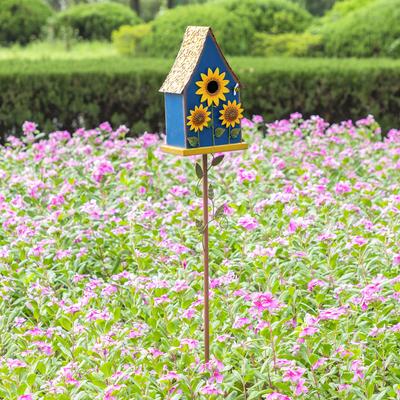 Show full view: Glitzhome Metal Sunflower Decorative Garden Birdhouse with Stake slide 4 of 9
