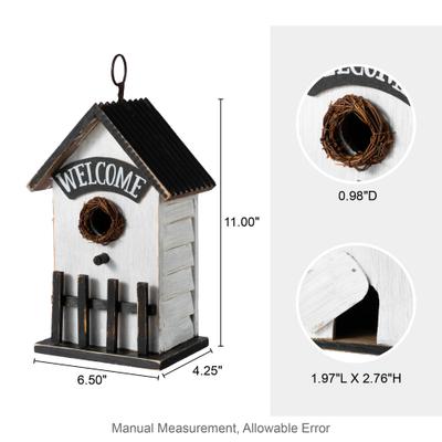 Show full view: Glitzhome Solid Wood Fence Outdoor Garden Bird House slide 2 of 9