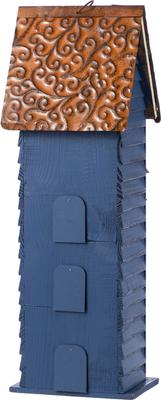 Show full view: Glitzhome Oversized 3-Tiered Solid Wood Villa Decorative Outdoor Garden Bird House, Blue slide 8 of 9