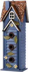 Glitzhome Oversized 3-Tiered Solid Wood Villa Decorative Outdoor Garden Bird House, Blue