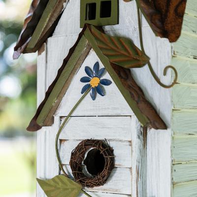 Show full view: Glitzhome Oversized 3-Tiered Solid Wood Villa Decorative Outdoor Garden Bird House, White slide 7 of 9
