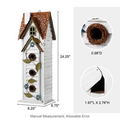 Show full view: Glitzhome Oversized 3-Tiered Solid Wood Villa Decorative Outdoor Garden Bird House, White slide 2 of 9