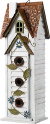 Glitzhome Oversized 3-Tiered Solid Wood Villa Decorative Outdoor Garden Bird House, White