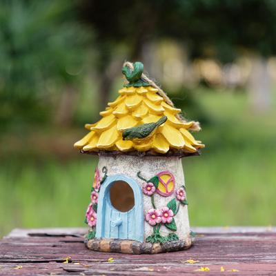 Show full view: Glitzhome Resin Outdoor Garden Bird House, Yellow slide 4 of 9