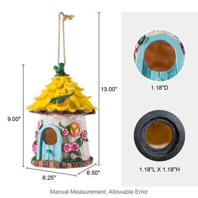 Show full view: Glitzhome Resin Outdoor Garden Bird House, Yellow slide 2 of 9