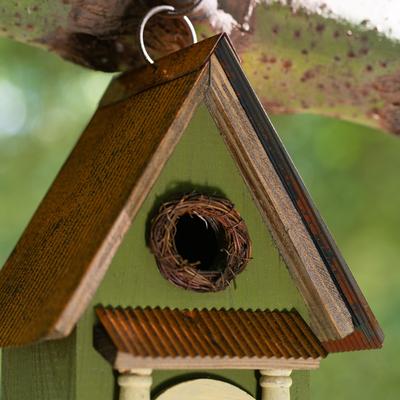 Show full view: Glitzhome Distressed Solid Wood Decorative Outdoor Garden Bird House slide 6 of 9