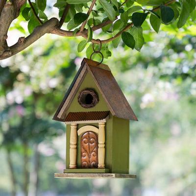 Show full view: Glitzhome Distressed Solid Wood Decorative Outdoor Garden Bird House slide 3 of 9
