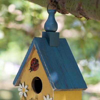 Show full view: Glitzhome Distressed Solid Wood Cottage Garden Bird House with Bees & Flowers slide 6 of 9