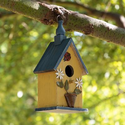 Show full view: Glitzhome Distressed Solid Wood Cottage Garden Bird House with Bees & Flowers slide 4 of 9