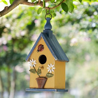 Show full view: Glitzhome Distressed Solid Wood Cottage Garden Bird House with Bees & Flowers slide 5 of 9