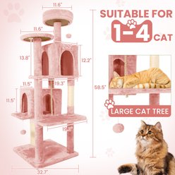 TSCOMON Multi-Level 58-in Plush Cat Tree & Condo, Pink slide 2 of 7
