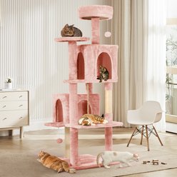TSCOMON Multi-Level 58-in Plush Cat Tree & Condo, Pink slide 1 of 7