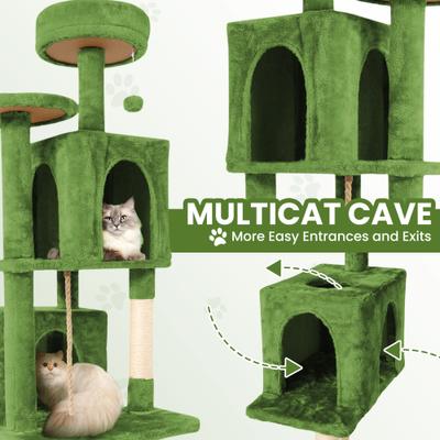 Show full view: TSCOMON Multi-Level 58-in Plush Cat Tree & Condo, Green slide 6 of 10