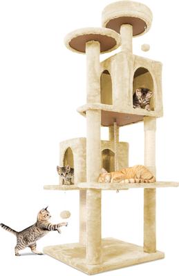 Show full view: TSCOMON Multi-Level 58-in Plush Cat Tree & Condo, Beige slide 7 of 9
