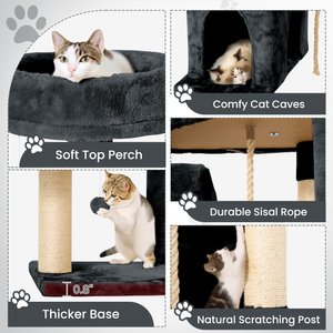 TSCOMON Multi-Level 58-in Plush Cat Tree & Condo, Deep Grey