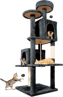 Show full view: TSCOMON Multi-Level 58-in Plush Cat Tree & Condo, Deep Grey slide 7 of 9