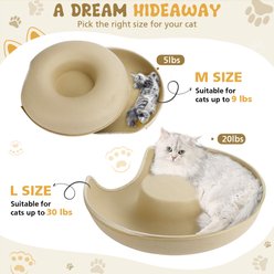 HOMAGICO Indoor Peekaboo Donut Tunnel Bed Cat Plush Toy, Beige, Large: 24-in slide 2 of 6