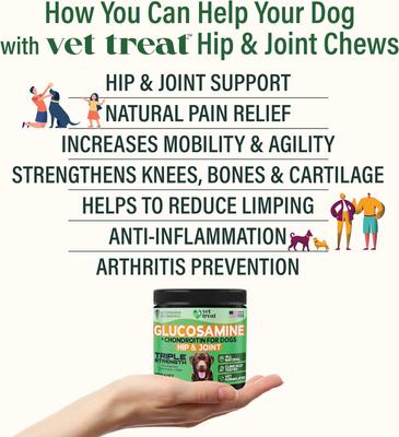Show full view: Vet Treat Glucosamine Chicken Flavored Chews Joint Supplement for Dogs, 9-oz bag slide 3 of 7