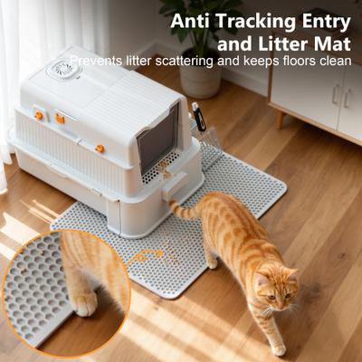 Show full view: Casfuy Full-Enclosed Stainless Steel Cat Litter Box with Pull-Out Drawer slide 4 of 8