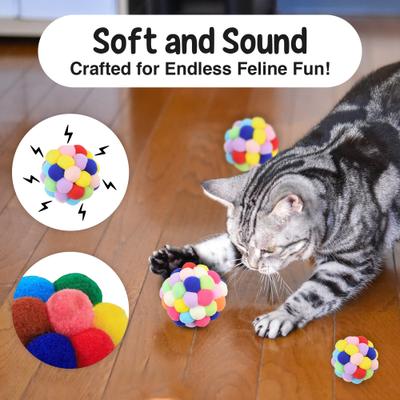 Show full view: SunGrow Fuzzy Balls with Bell Cat Toy, 3 count slide 4 of 7