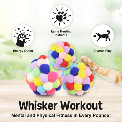 Show full view: SunGrow Fuzzy Balls with Bell Cat Toy, 3 count slide 3 of 7