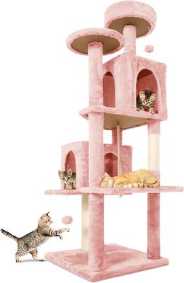 Show full view: TSCOMON Multi-Level 58-in Plush Cat Tree & Condo, Pink slide 7 of 9