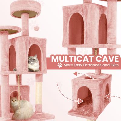 Show full view: TSCOMON Multi-Level 58-in Plush Cat Tree & Condo, Pink slide 5 of 9