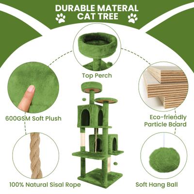 Show full view: TSCOMON Multi-Level 58-in Plush Cat Tree & Condo, Green slide 7 of 10