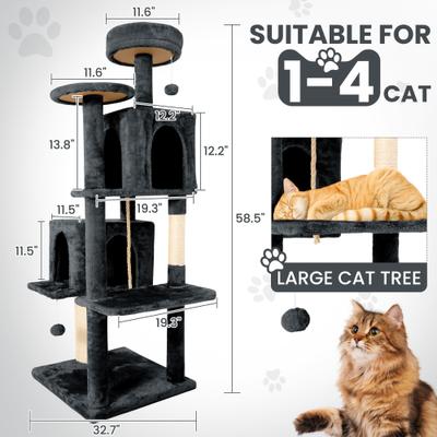 Show full view: TSCOMON Multi-Level 58-in Plush Cat Tree & Condo, Deep Grey slide 2 of 9