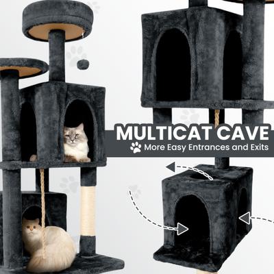 Show full view: TSCOMON Multi-Level 58-in Plush Cat Tree & Condo, Deep Grey slide 5 of 9