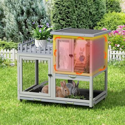 Show full view: Coziwow Heated 2-Tier Rabbit Hutch with Wheels slide 8 of 9