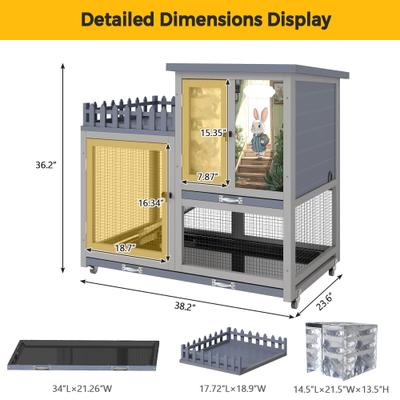 Show full view: Coziwow Heated 2-Tier Rabbit Hutch with Wheels slide 5 of 9