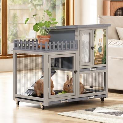 Show full view: Coziwow Heated 2-Tier Rabbit Hutch with Wheels slide 2 of 9