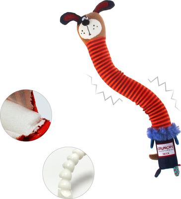 Show full view: EYS GiGwi Plush Friendz Crunchy Neck Brown Dog Tough Dog Plush Toy slide 5 of 8