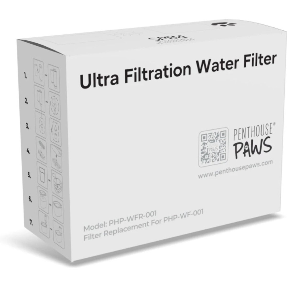 Penthouse Paws Smart Wireless Dog & Cat Water Fountain Filter Replacement, White, 118-oz