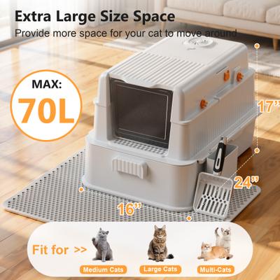 Show full view: Casfuy Full-Enclosed Stainless Steel Cat Litter Box with Pull-Out Drawer slide 3 of 8