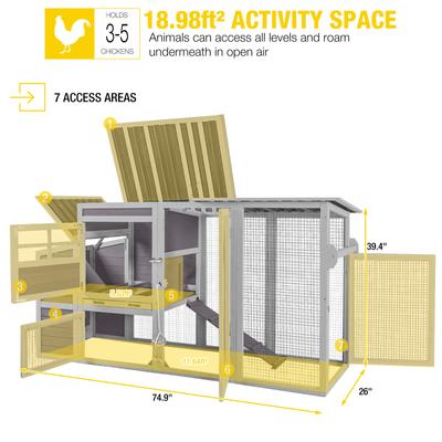 Show full view: Aivituvin AIR31 Large Chicken House with Wheels, 2 to 3 Chicken Capacity slide 6 of 8