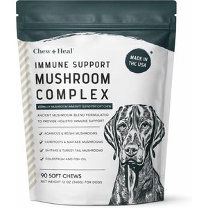 Chew + Heal Immune Support Mushroom Complex Soft Chews Supplement for Dogs, 90 count