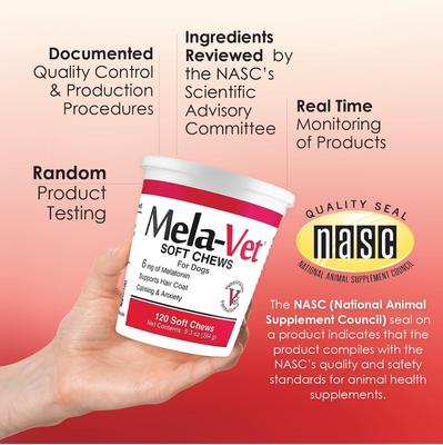 Show full view: Mela-Vet Soft Chew Skin & Coat Supplement for Dogs & Cats, 120 count slide 10 of 12