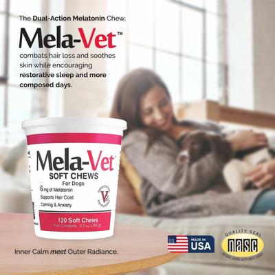 Show full view: Mela-Vet Soft Chew Skin & Coat Supplement for Dogs & Cats, 120 count slide 3 of 12