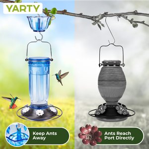 Yarty 16-oz Glass Hummingbird Bird Feeder with Ant Moat, 2 count, Blue