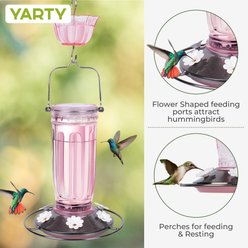 Yarty 16-oz Glass Hummingbird Bird Feeder with Ant Moat, 2 count, Light Pink slide 2 of 9