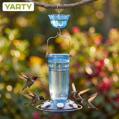 Show full view: Yarty 16-oz Glass Hummingbird Bird Feeder with Ant Moat, 2 count, Blue slide 7 of 9