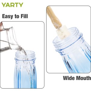 Yarty 16-oz Glass Hummingbird Bird Feeder with Ant Moat, 2 count, Blue