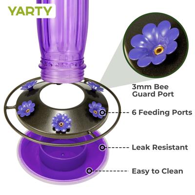 Show full view: Yarty 16-oz Glass Hummingbird Feeder with Ant Moat, Purple slide 4 of 10