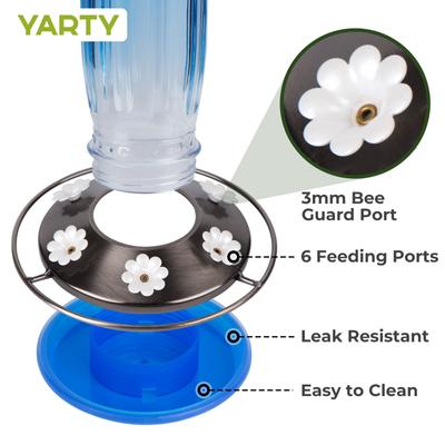 Show full view: Yarty 16-oz Glass Hummingbird Bird Feeder with Ant Moat, 2 count, Blue slide 4 of 9
