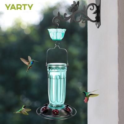 Show full view: Yarty 16-oz Glass Hummingbird Bird Feeder with Ant Moat, 2 count, Green slide 8 of 9